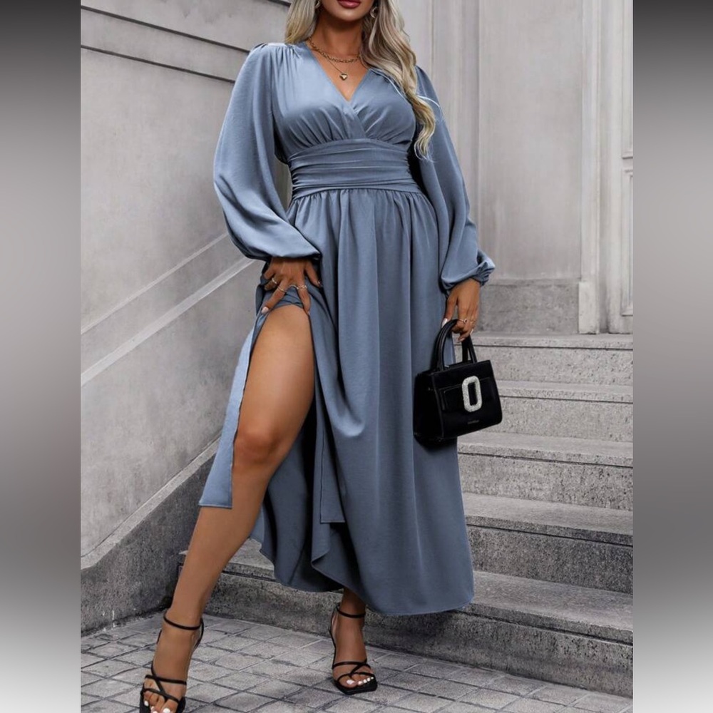 Elegant Dusty Blue Maxi Dress